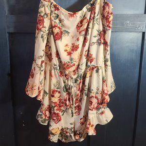 Women's sheer floral off the shoulder romper